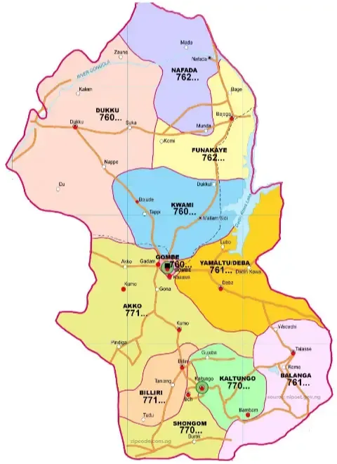 Gombe State Postal Code Maps